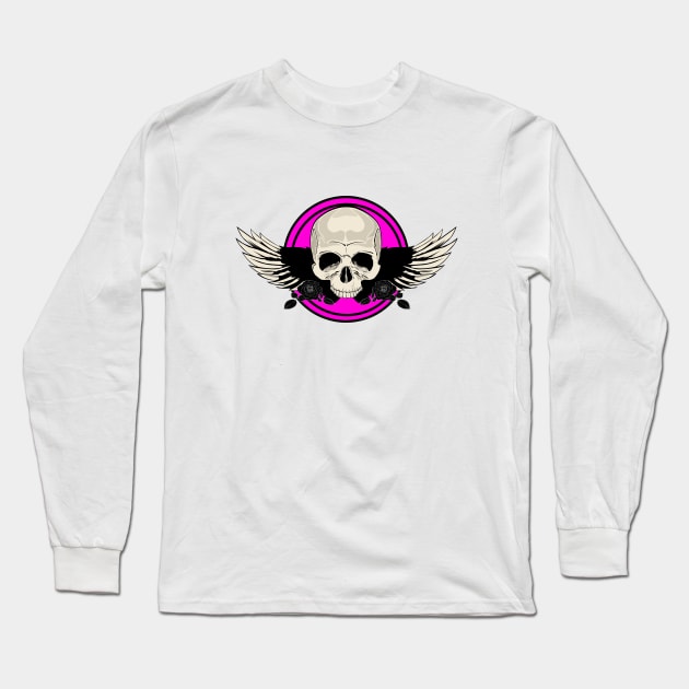 Wing Skull - PINK Long Sleeve T-Shirt by adamzworld